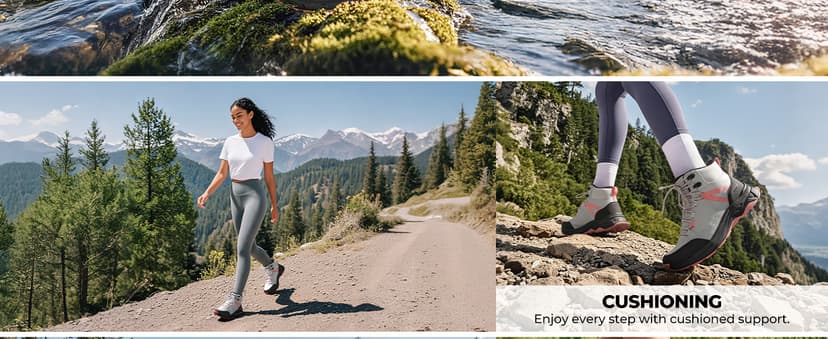 NORTIV 8 Women's Hiking Boots Waterproof Lightweight Outdoor Trekking Comfortable Non-Slip Backpacking Camping Ankle Boot Hollow