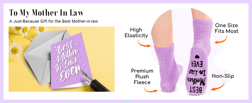 HAPPYPOP Gifts for Mother in Law - Mothers Day Socks Keychain with Greeting Card, Mom in Law Birthday Gifts Christmas Stocking Stuffers