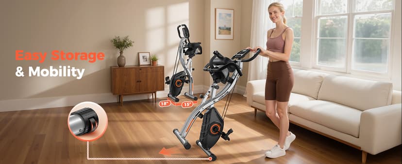 YOSUDA Folding Exercise Bike - Foldable Stationary Bike for Home Gym Workout