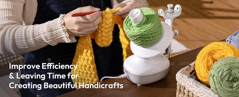 Etcokei Yarn Winder, Electric Yarn Ball Winder for Crocheting, Compact Yarn Cake Winder with Strong Tension Stepless Speed, Automatic Yarn Spinner Wool Winder, Ideal Helper for Knitting Lovers(White)