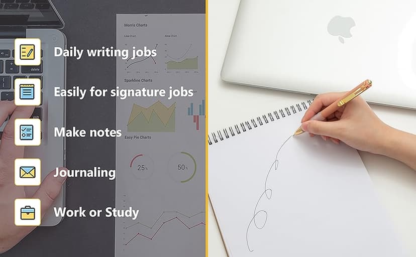 Linbsunne Ballpoint Pens Black Medium Point 1mm Pen with Super Soft Grip Ball Point Pen for Men Women Retractable Pens (gold-12 pcs)