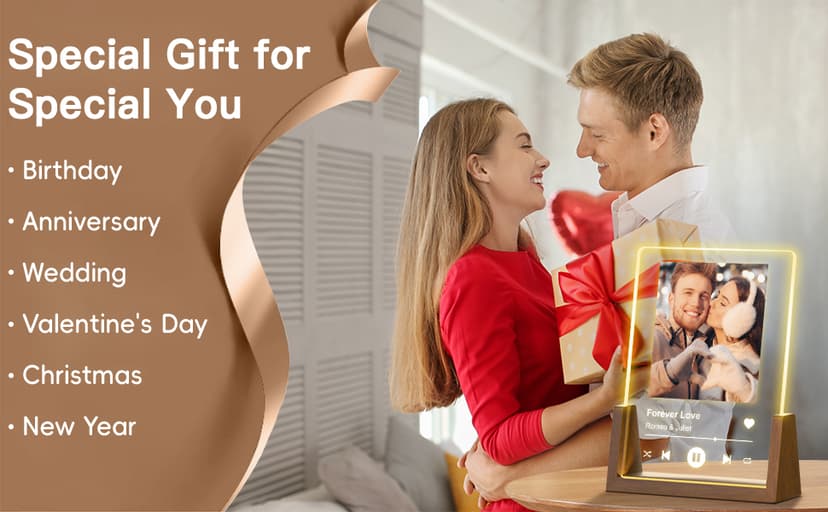 Spotify Decorative Plaque Personalized Gifts, Custom Gifts for Him Her, Customized Picture Frame for Boyfriend Girlfriend Couple Wife Women on Anniversary Birthday