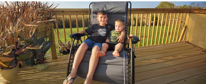 Timber Ridge Oversized Zero Gravity Chair, 33In Wide XXL Zero Gravity Reclining Chair with Side Table, Full Padded Lounge Chair for Outdoor Camping Patio Lawn, Heavy Duty Supports 500lbs, Grey-1 Pack
