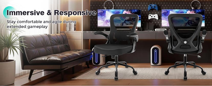AreShark Office Chair - Ergonomic Breathable Mesh Desk Chair with Adjustable Lumbar Support and Flip-up Armrests - Executive High Back Rolling Swivel Comfortable Computer Gaming Chair for Home Office