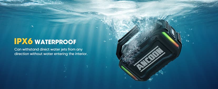 Speakers Bluetooth Wireless: 80W(Peak) Loud Speaker with Bass, 20H Playtime, IPX6 Waterproof, Large Jobsite Speakers for Work, Outdoor, Workshop, Garage, Portable Speaker with TWS (Black)