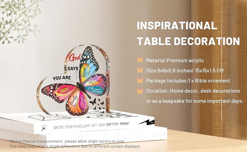 Christian Gifts for Women Birthday, Butterfly Inspirational Gifts for Friends, Mom, Sister, Girl, Female Coworker, Christian - Religious Spiritual Gift, Home Decorative Signs