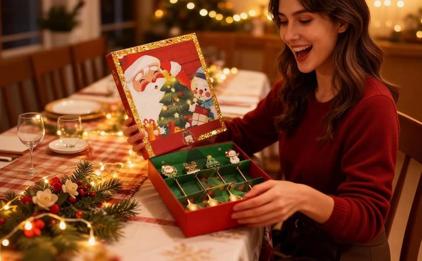 Christmas Teaspoon Gift Set of 4 |Premium 5.6 Inch Stainless Steel Small Spoon | Coffee Spoons for Dessert & Tea | Christmas Decorations Indoor & Kitchen Decor | Hostess Gifts