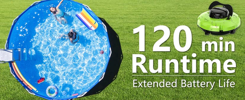 2026 Cordless Robotic Pool Cleaner - 120 Mins Automatic Pool Vacuum for Above Ground Pool & In - Ground Flat Pools up to 1000 Sq.Ft, Robot Pool Cleaner with Self - Parking Tech