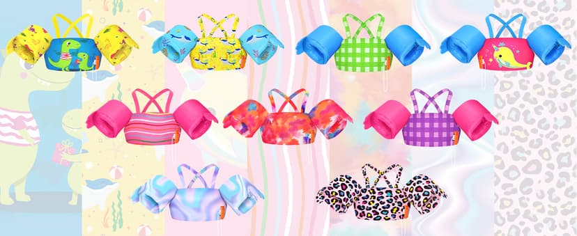 HeySplash Swim Vest for Kids, Toddler Pool Floaties, Children Swimming Vest with Adjustable Strap, Swim Jacket Water Wing Arm Float, Puddle Sea Beach Boat Jumper Boy Girl Baby