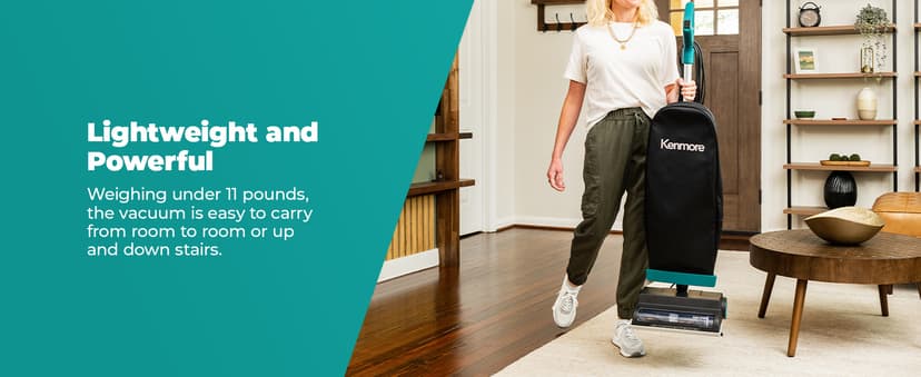 Kenmore BU1001 B200 Series Commercial Vacuum Cleaner Lightweight 14L Capacity Bagged Upright Vac with LED Headlight and 2-Speed Setting Powerful Suction for Pets, Carpets & Hard Floor