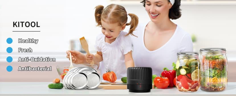 Electric Mason Jar Vacuum Sealer Kit for Wide-Mouth & Regular-Mouth Mason Jars, Food Saver Vacuum Canning Sealer Machine Includes 10 Jar Lids