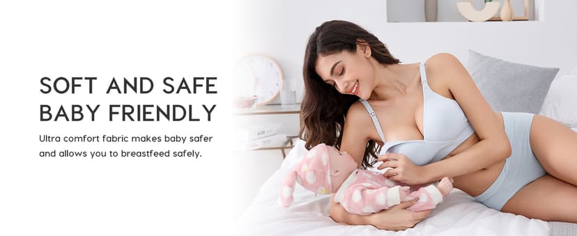 Vinfact 3 Pack Nursing Bras for Breastfeeding Seamless V Neck Maternity Bra Women Pregnancy Breastfeeding Bra