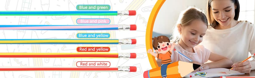 OJYUDD Flexible Bendy Pencil,35 PCS Flexible Soft Pencil Colorful Stripe Soft Pencils with Eraser as Gift for Students or Children B07GVDPM1D