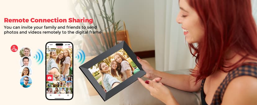 Frameo 10.1 Inch WiFi Digital Picture Frame with 1280 * 800P IPS Touch Screen HD Disply,Video Clips and Slide Show,Auto-Rotate, Wall Mountable,Send Photos Instantly from Anywhere with via Frameo APP