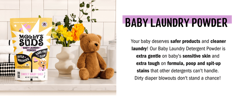 Molly's Suds Baby Laundry Detergent Powder | Removes Formula, Poop & Spit-Up Stains | Extra Gentle for Newborns (Fragrance Free)