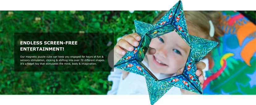 Shashibo Shape Shifting Box - Award-Winning Fidget Toy w/ 36 Rare Earth Magnets - Fidget Cube Transforms Into Over 70 Shapes, Sensory Toy Gift for Kids, Teens, and Adults (Spaced Out)