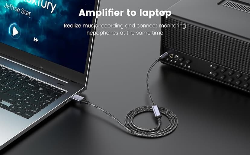 MOSWAG 3.3FT USB to 6.35 Audio Cable, USB to 1/4“ Guitar Cable with Recording Function for Guitar, Bass, Amplifier, Speakers (NOT for Xbox/RockSmith)