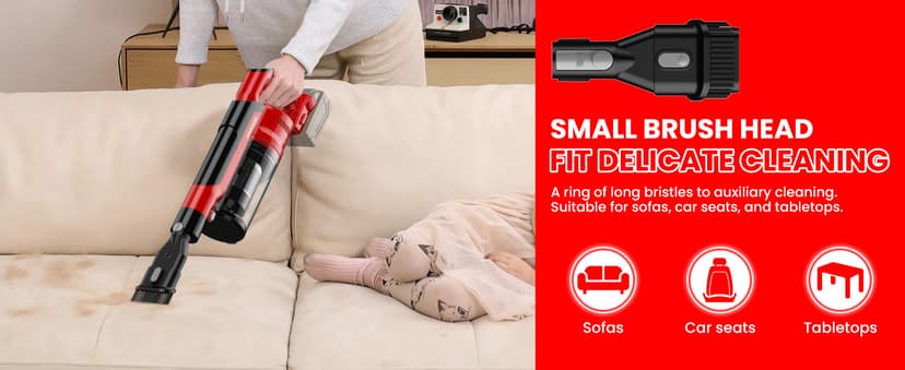 ZEXAPE Cordless Vacuum Cleaner for Milwaukee M18 Battery, 7-in-1 Lightweight Stick Vacuum with HEPA Filter, 35KPA Suction, 350W Brushless Motor, 3 Modes for Floor, Carpet, Car(Battery Not Included)