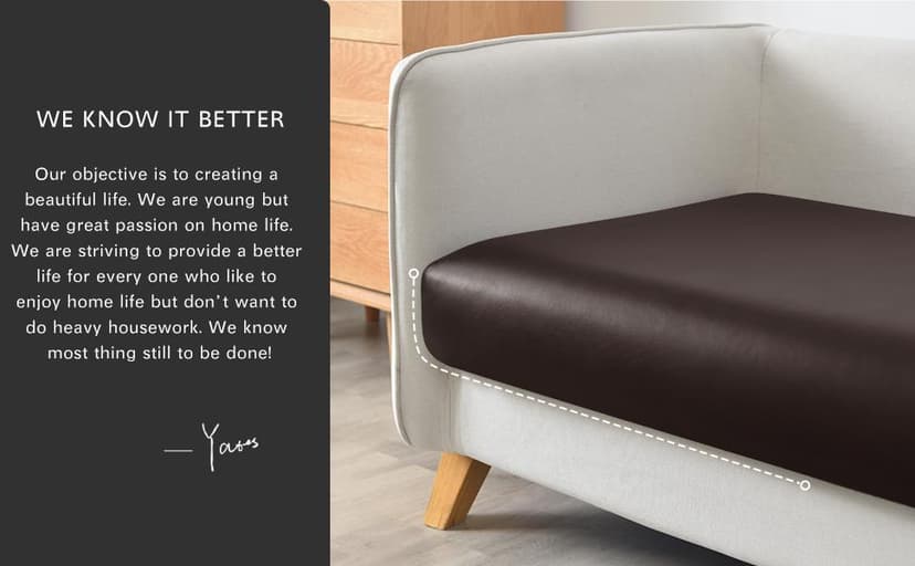 Yates Home PU Leather Couch Sofa Cushion Slipcover Water-Proof Elastic Chair RV Seat Covers Loveseat Sofa Furniture Protector Slip Cover for Settee Seater Replacement Living Room(3 Pieces, Chocolate)