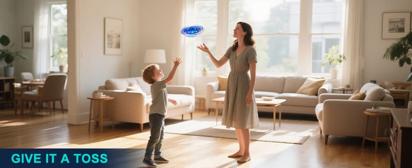 Hand Operated Flying Toy Drone for Kids, 360° Hands Free Motion Sensors Mini Drone with Cool LED Lights, Easy Indoor Small UFO Toy Flying Ball Drone for 6 7 8 9 10+ Year Old Boys and Girls (Blue)