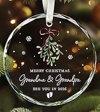 Grandparents Gifts - First Time Grandparents Gifts for Grandma Grandpa - Baby Pregnancy Announcement Ornament for New Expecting Grandma, Grandpa to Be - Glass Christmas Ornament 2026