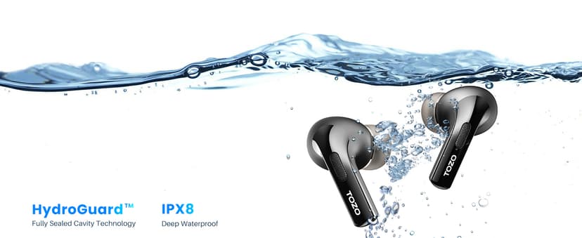 TOZO T20 Wireless Earbuds Bluetooth Headphones 48.5 Hrs Playtime with LED Digital Display, IPX8 Waterproof, Dual Mic Call Noise Cancelling 10mm Broad Range Speakers, New Version