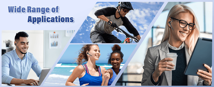 Thunelec Bluetooth Headset, Wireless Bluetooth 5.3 Earpiece, 90Hrs Hands Free Headset with APTX HD Audio & Mute Button, Dual Noise Cancelling Mics, Single-Ear Headphone for Trucker/Business/Office/Gym