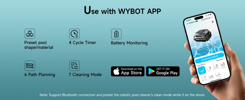 WYBOT C2 Cordless Robotic Pool Cleaner, Dual Filtration, Pool Vacumm Robot for Wall & Waterline Cleaning, Up to 180 Mins Runtime & Scheduling, Smart Navigation, for Inground/Above-Ground Pools