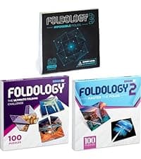 FOLDOLOGY - The Origami Puzzle Game! Brain Teasers for Tweens, Teens & Adults | Travel Game, Hands-On STEM Toy, Stocking Stuffer, Gift for Ages 10+ | Fold the Paper, Complete the Picture | 100 Puzzles
