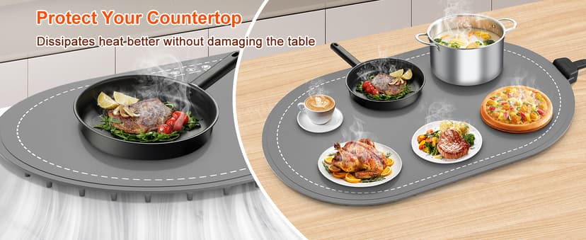 seenlast Warming Mat for Food with Adjustable Temperature Timer,10S Fast Heating Silicone Food Warmers for Parties Buffet and Home Daily,Food Warming Mat with Insulating Pad Raised Feet Protects Table B0FDWZ3ZLC