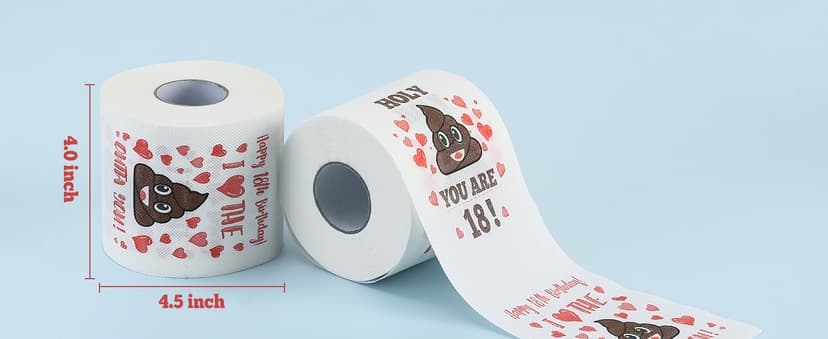 18th Birthday Gifts for Boys or Girls - Happy Prank Toilet Paper - 18th Birthday Decorations, Party Supplies Favors - Novelty Bday Present for Him, Her, Friends - 18 Years Old Funny Gag Gift for Guys