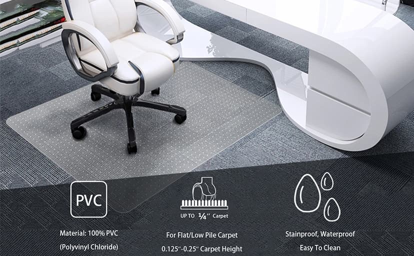 Office Chair Mat for Low Pile Carpet, 30" x 48" Transparent Office Desk Chair Mat for Carpeted Floors, Studded Carpet Floors Protector Mat for Home & Offices