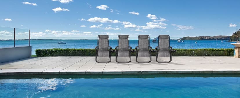 Nazhura Set of 2 Relaxing Recliners Patio Chairs Adjustable Steel Mesh Zero Gravity Lounge Chair Beach Chairs with Pillow and Cup Holder(Grey)