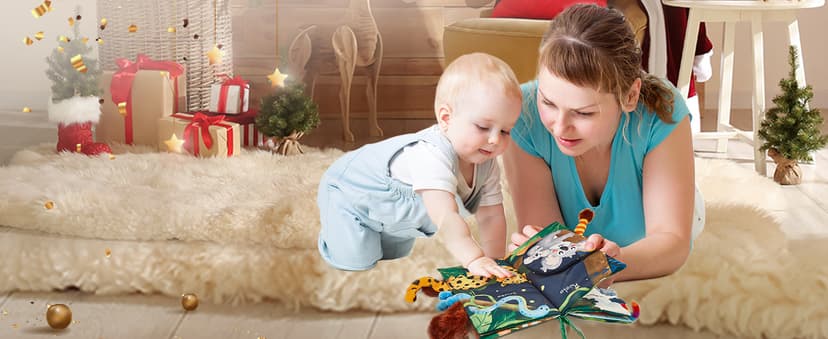 hahaland Baby Books 0-6 Months,Infant Tummy Time Toy Sensory Toys 6 to 12 Months Touch Feel Book Travel Toy Gifts for Boy Girl 0-3 Month Baby Shower Christmas Birthday Gifts Stocking Stuffers (Single)