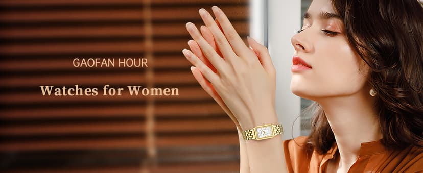 GAOFAN HOUR Gold Watches for Women with Vintage Rectangular Case,White Roman Dial,Stainless Steel Band,Adjustment Tool Included,Water Resistant
