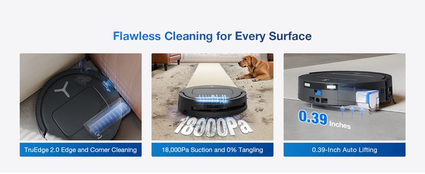 ECOVACS DEEBOT T80 Omni Robot Vacuum and Mop, 18,000Pa Suction, OZMO Roller Mop with TruEdge, Zero-Tangle Brush, AI Navigation, All-in-One Station
