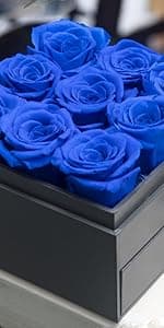 Preserved Real Roses with Colorful Mood Light Wishing Bottle, Eternal Rose,Never Withered Flowers, Table Decor,Christmas Anniversary Valentine's, Blue 4.3inch, 1pcs B07DT2GBT2