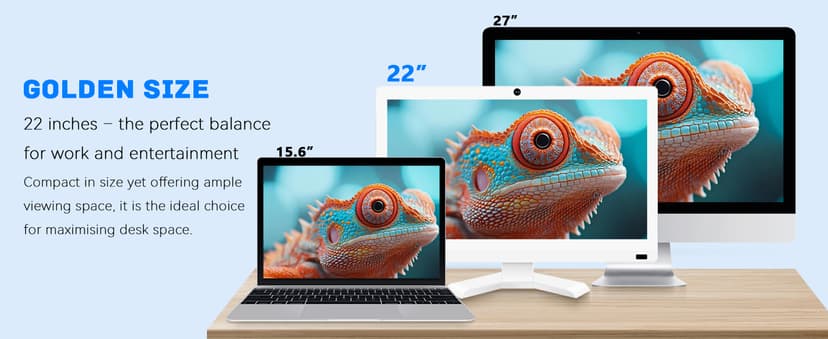 22 inch Touch Screen Monitor with Webcam FHD 1920x1080P Computer Monitor FreeSync HDR HDMI Ports Eye Care Frameless VESA Mount