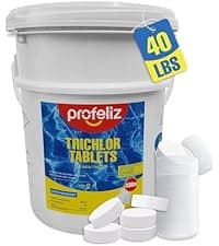 PROFELIZ 2-Pack Chlorine Tablets 3 Inch for Swimming Pools, Kills Bacteria and Stops Algae, Slow Dissolving,Exclusive Protective Packaging,Pool Chlorine Tablets,2X 40 lbs Bucket,Total of 80lbs