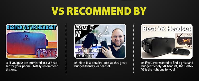 DESTEK V5 VR Headset for Phone w/VR Gamepad, 128 Premium VR apps Included, Anti-Blue Eyes Protected HD Lenses, 110° FOV Virtual Reality Headsets for iPhone, Android Phone- Black