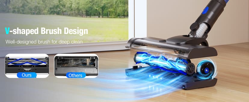 Cordless Vacuum Cleaner, 550W 45KPA 50Min Vacuum Cleaners for Home, Self-Standing Stick Vacuum with Touch Screen, 3 Power Modes, Rechargeable Battery, Handheld Vacuum for Pet Hair/Carpet/Floor