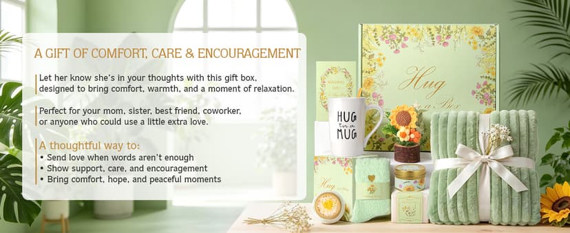 Birthday Gift for Women, Self Care Spa Gift Basket, Hug in a Box Relaxation Experience Set, Stress Relief Comfort Care Package for Her,Thinking of You Get Better Soon Gifts B0GVXGP4YF