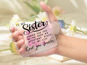 Sister Birthday Gifts, Big Sisters Gift Ideas from Sister, Unique Acrylic Puzzle Plaque Sister Gift Baskets Stuffers for Women Easter Birthdays Wedding