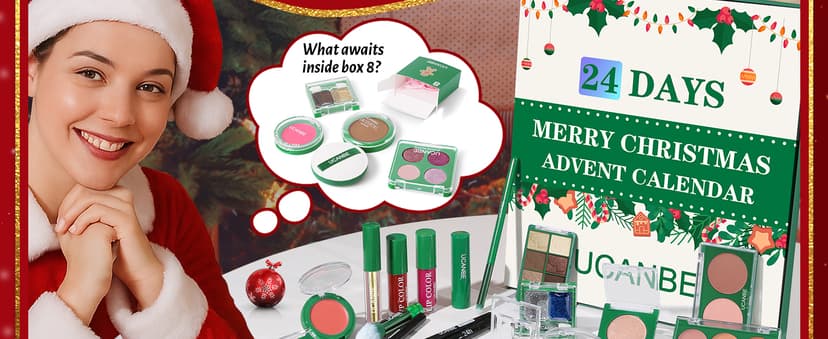 Makeup Advent Calendar 2025, 24 Days Christmas Makeup Gift Set for Adult Women & Teen Girls, UCANBE 2025 Xmas Countdown Calendar Beauty & Cosmetics Holiday Surprise Make Up Gift Kits for Women Full Kit