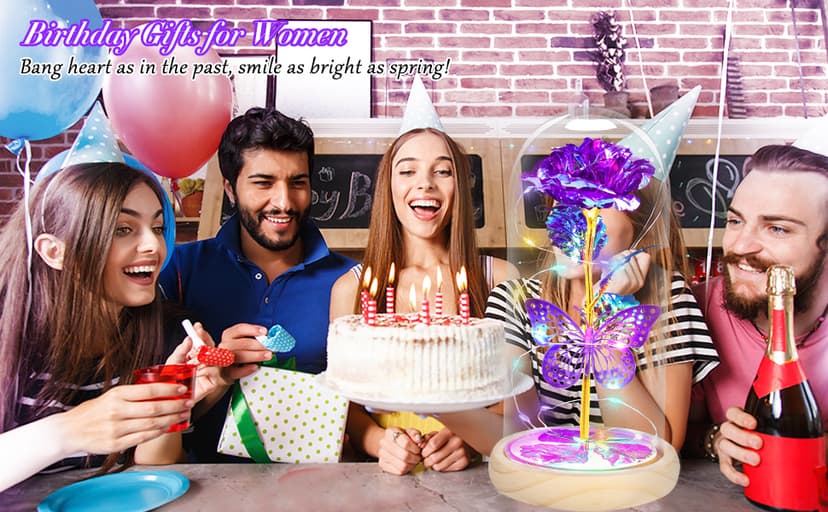 QUNPON Mothers Day Rose Gifts for Mom Flowers Rose Gifts for Women,Birthday Gifts for Women,Purple Butterfly Flowers for Mom Mother Day Flower Gifts from Daughter Son,Gift for Sister,Her,Grandma,Wife