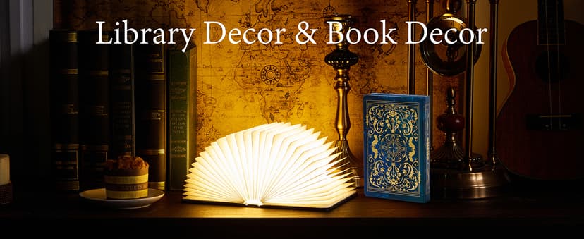 Book Lovers Gifts BookLamp - 5 Color Lights, 1200mAh Battery, Foldable Paper Lamp as Book Decor & Accessories, Hot Foil Cover Design, Unique Gifts for Women or Friends & Christmas