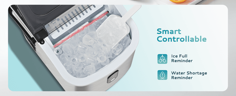 EUHOMY Ice Maker Countertop, Portable Ice Machine with Carry Handle, 26.5lbs Per Day, 9 Cubes in 6 Mins, Auto-Cleaning, with Basket and Scoop, for Home, Kitchen, Camping, RV (Silver)