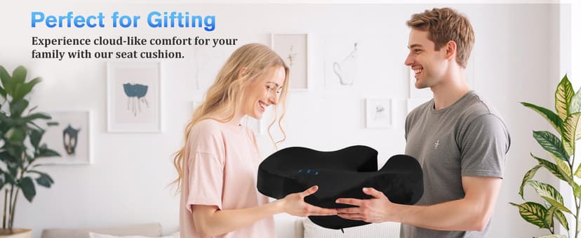 CushyOasis Seat Cushion, Gel Chair Cushions, Office Chair Cushions, Anti-Slip Bottom & Removable Cover Tailbone Pain Relief Cushion, Memory Foam Seat Cushion for Office, Wheelchair, Car (Black)