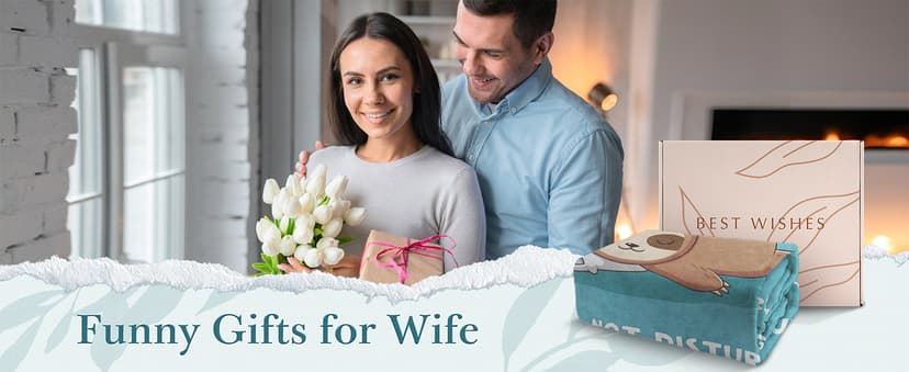 Wife is Charging Sloth Blanket 60" x 50", Cyan, Christmas Mothers Day Birthday Gift for Wifey from Husband Leebbsin Funny Gifts for Wife, Anniversary Wedding Gifts for Wife B0DNMFTB5W