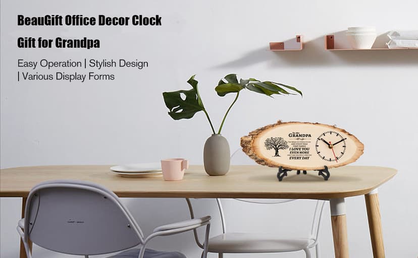 BeauGift Gifts for Grandpa Wooden Clock, Birthday Gifts for Grandpa from Granddaughter Grandchild, Best Grandpa Ever Gifts to My Grandpa Gifts